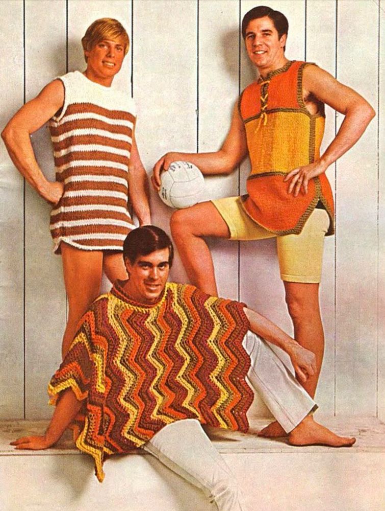 A 1970s men's fashion ad with some very questionable fashion choices