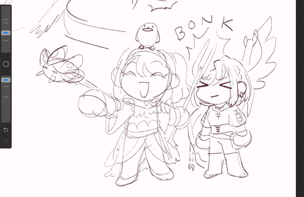 chibi hunter mizuki sends her kinsect away, accidentally hitting ena on the head with her weapon