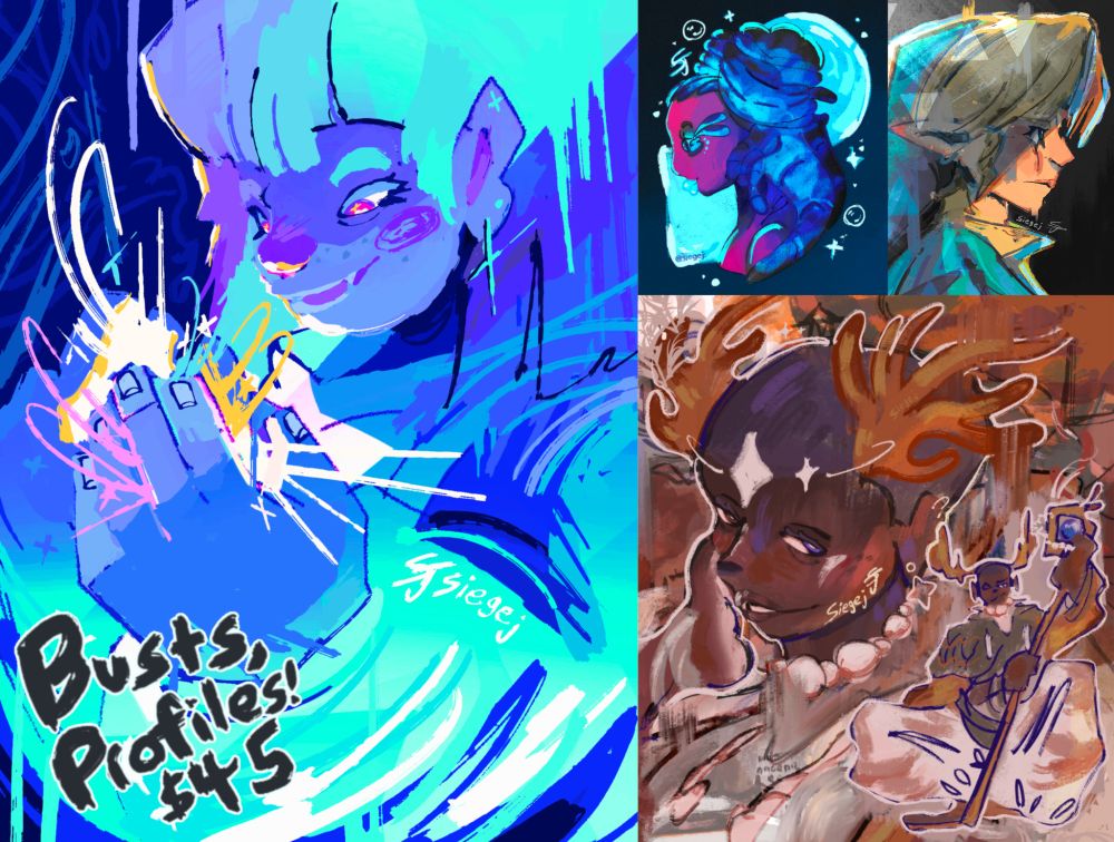 Busts, Profiles $45! A collection of my bust portraits and side profiles!