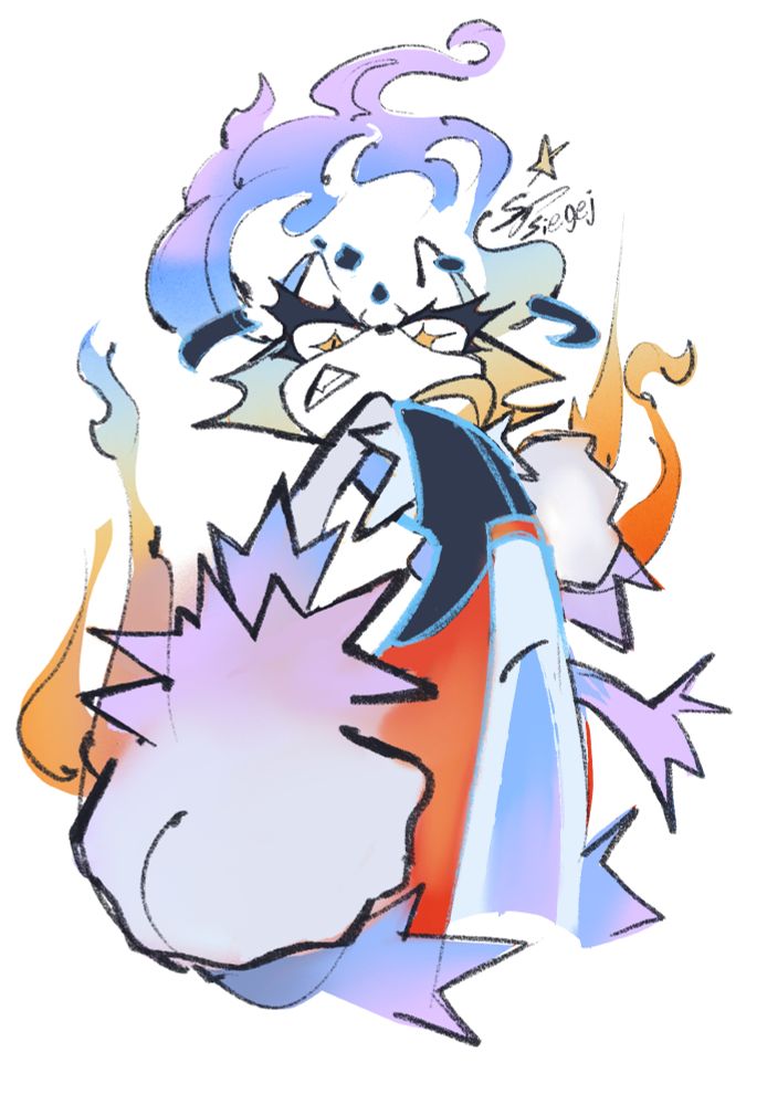 Hypothetical design of Blaze the Cat if she could go hyper. The princess stands enraged, looking down at the viewer with her fists clenced, flame emanating off of them.