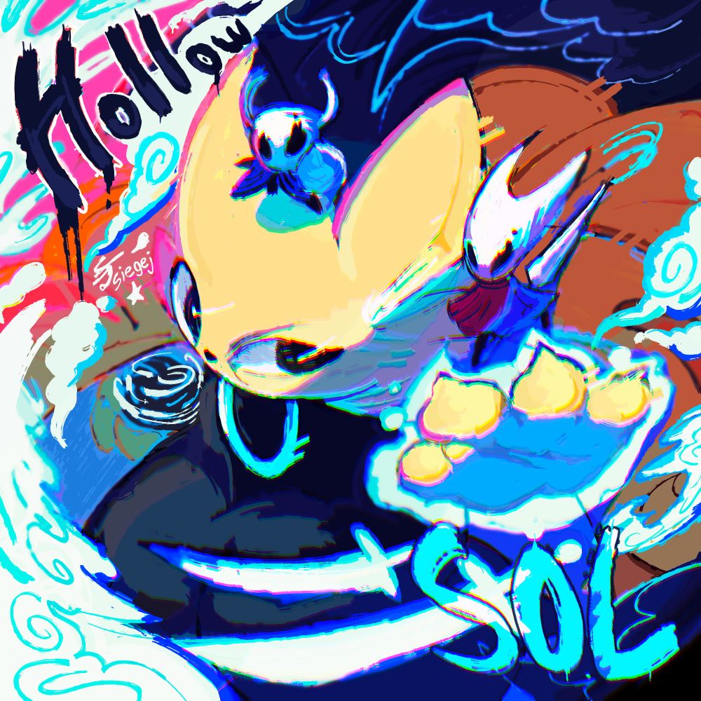 Hollow Sol. The Knight, Hornet, and Yi all look battle ready as tinted smoke collects around them.