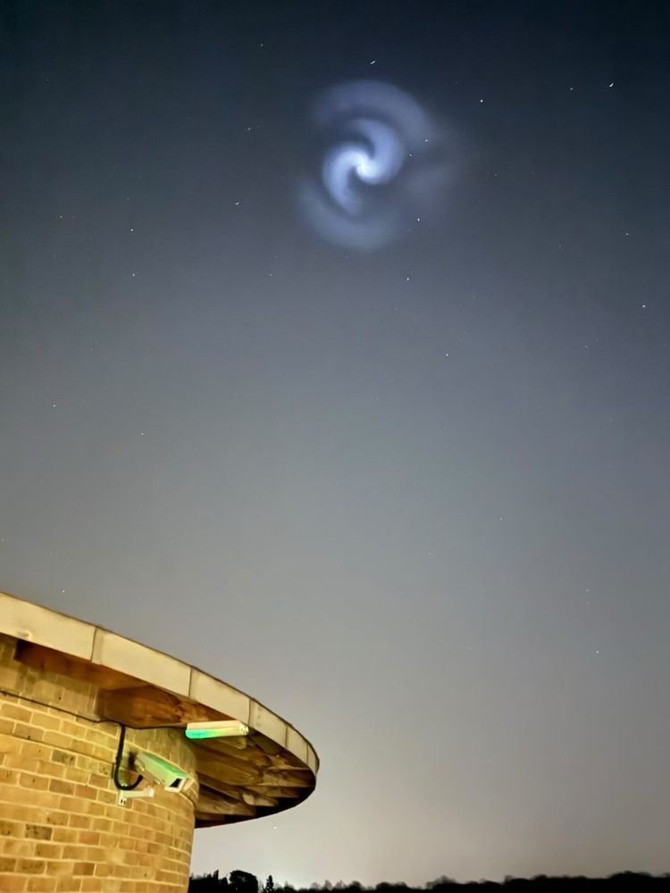 A blue cloud-like spiral in the sky 