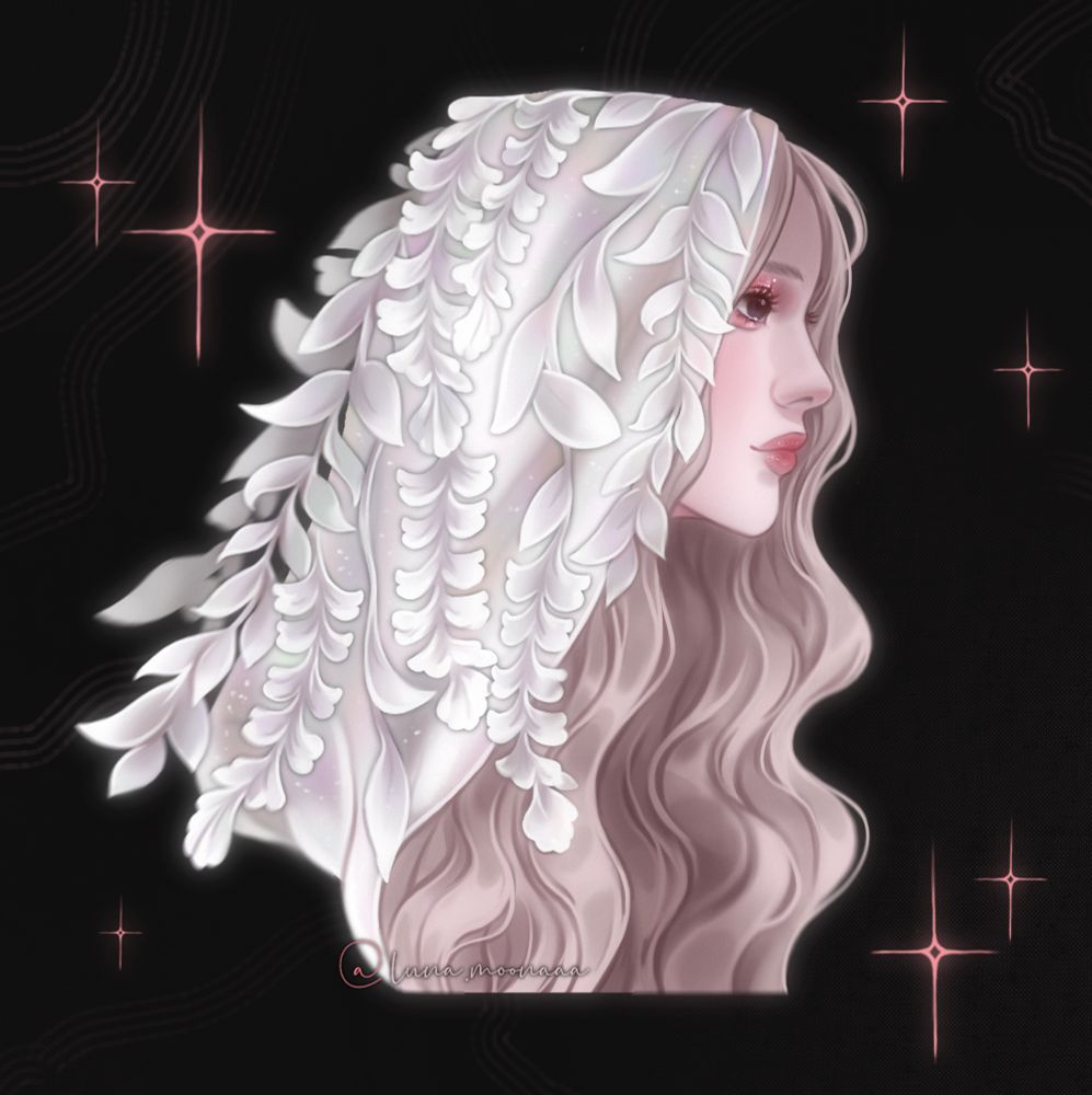 Ref portrait of my main OC Lúna in her priestess outfit 