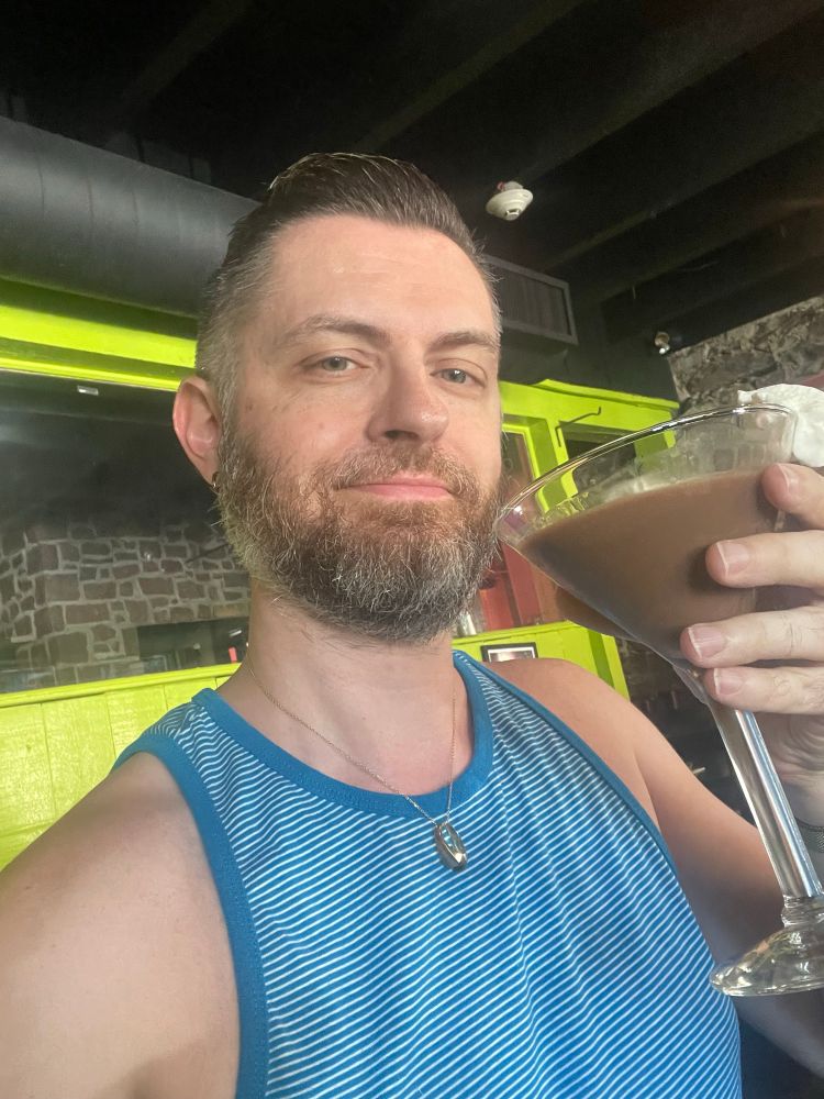 Cheersing with an Irish monk martini 