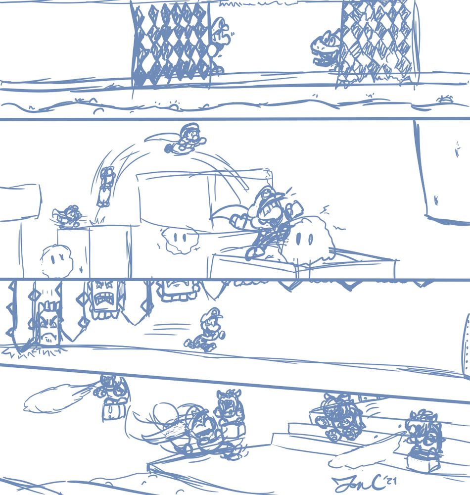 Montage of Luigi and Mario facing the perils found in the different rooms of Bowser’s castle in Super Mario World! (Made back in 3 January, 2021)