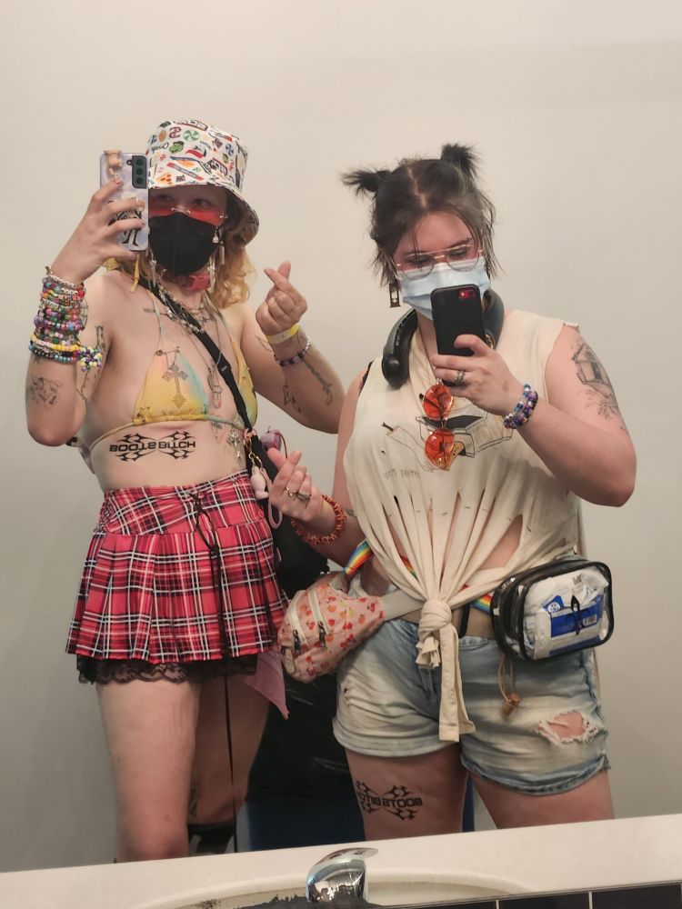 me and andy take a mirror selfie in the boots bathroom
