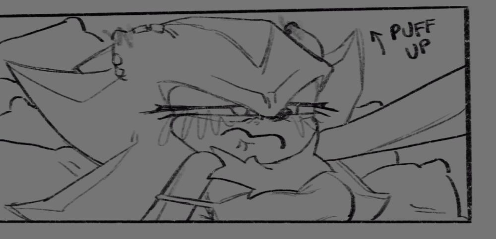 shadow making a disgruntled, embarrassed face.