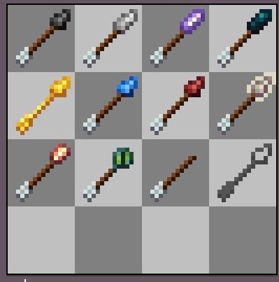 10 new arrows with a variety of things on the top. These include: flint, iron, amethyst, echo shard, ice, fire, copper, ender eye, and more.