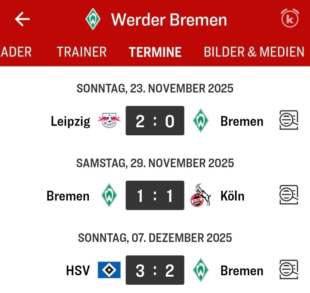 Letzten Termine der Werder-Männer, 3 Spiele, 1 Punkt, 0 Siege