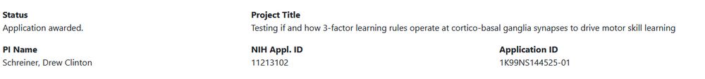 name of the grant: Testing if and how 3-factor learning rules operate at cortico-basal ganglia synapses to drive motor skill learning