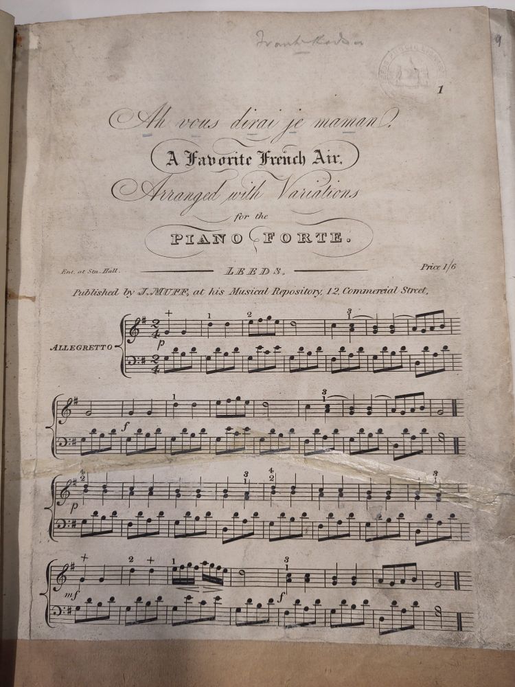 Piano sheet music published by J. Muff, 12 Commercial Street, Leeds, Leeds Music Library collections (Frank Kidson collection)