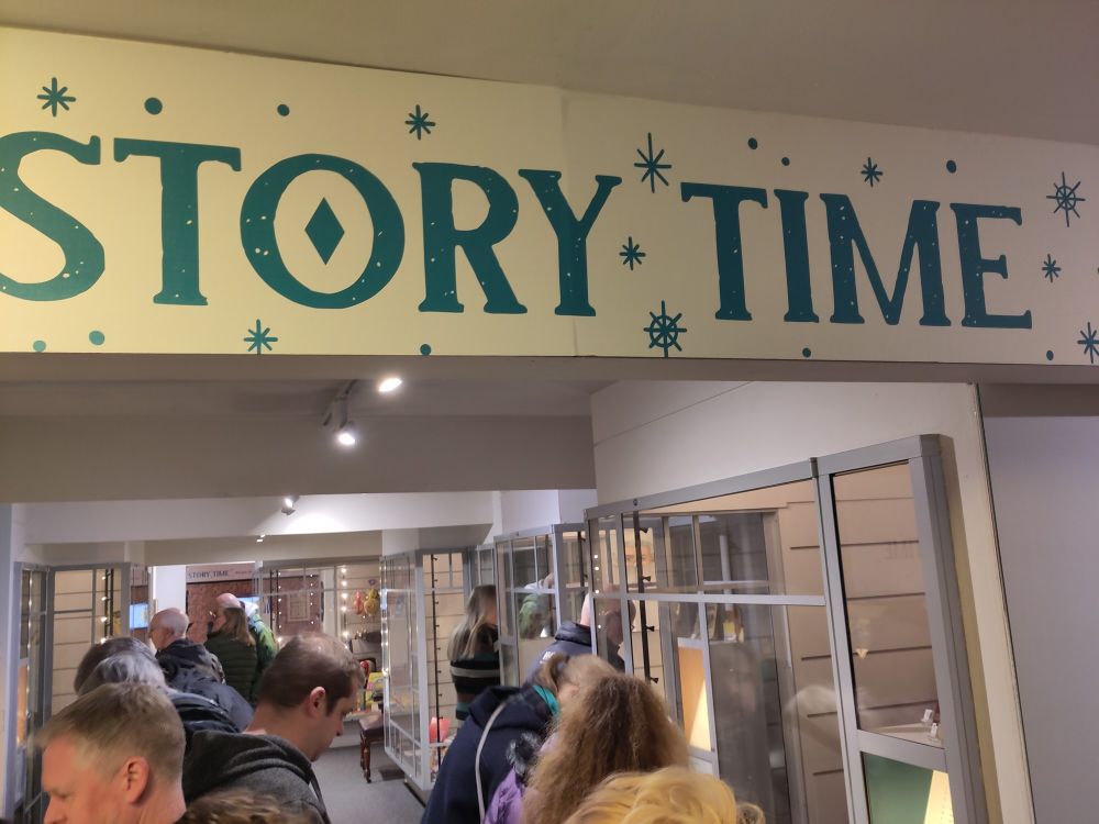 Entrance to the Story Time exhibition during the opening preview, Abbey House Museum Leeds 