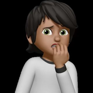 Woman with short hair biting her nails