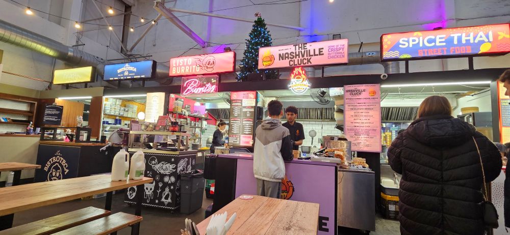 inside of Baltic Market, showing some of the food options