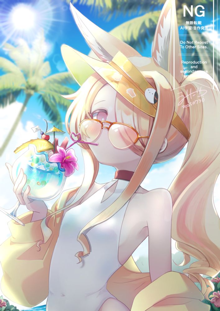 水着を着たブルーアーカイブのキャラクター（百合園セイア）のイラスト