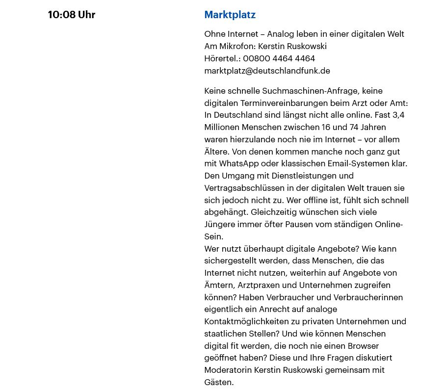 Screenshot von der DLF-Website: Teaser für die Sendung
