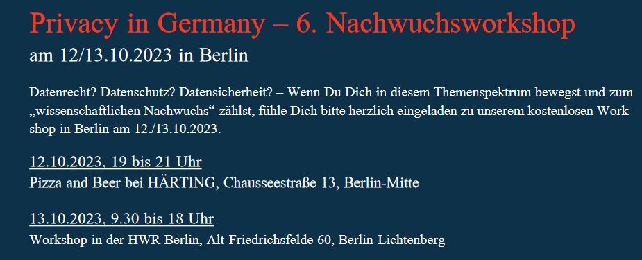 Screenshot vom Programm des Nachwuchsworkshops.