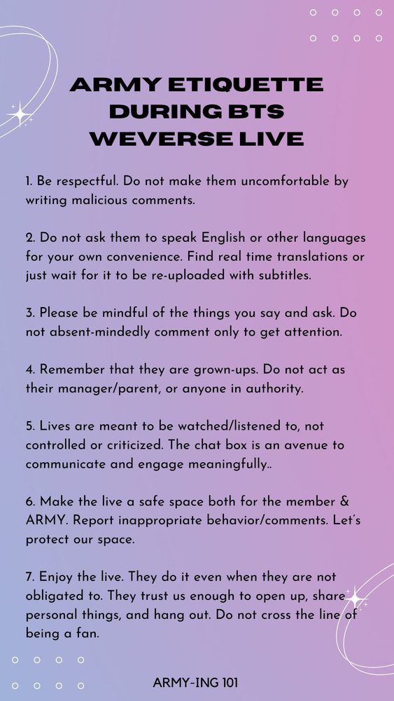 Weverse etiquette infographic 