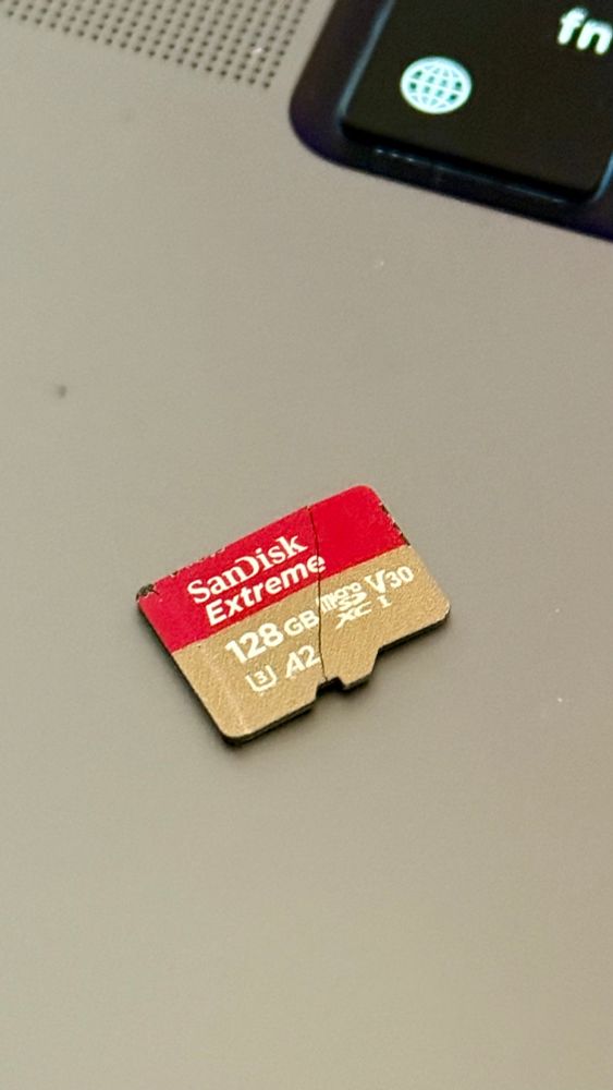 128gb SD card snapped in half during removal from my Raspberry Pi 4 system, in an attempt to edit the wpa_supplicant.conf file because I had a typo in it, and broke its network connection. Damn! 