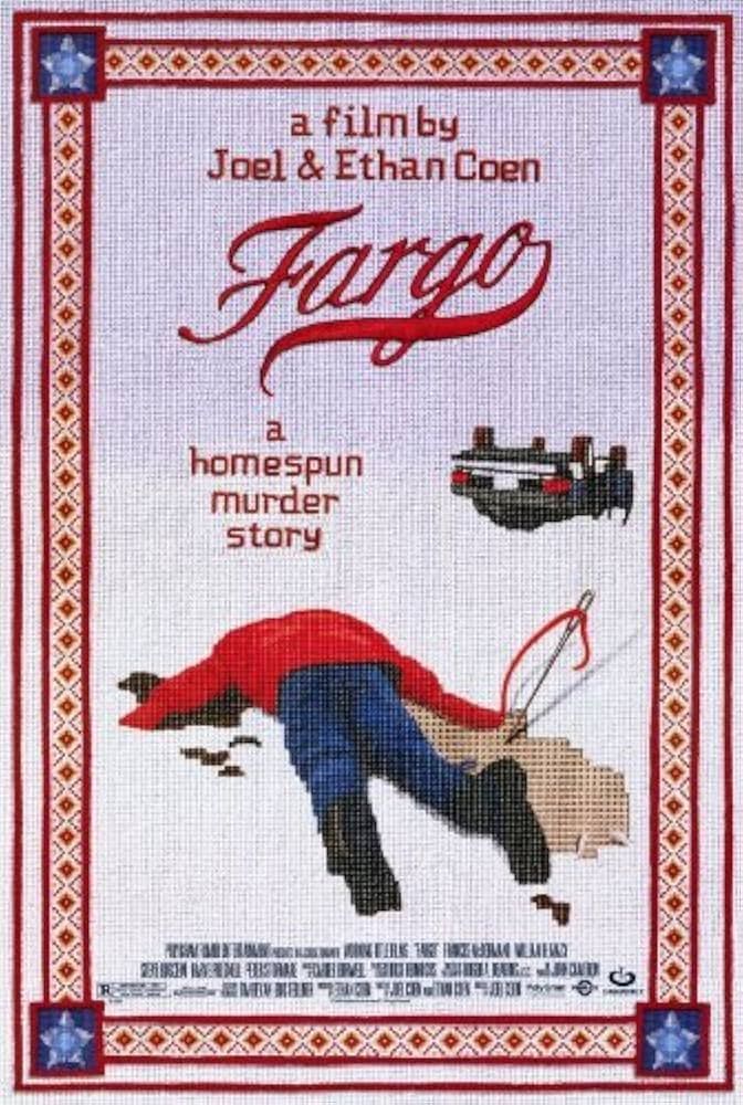 iconic Fargo knit poster. "a homespun murder story"
