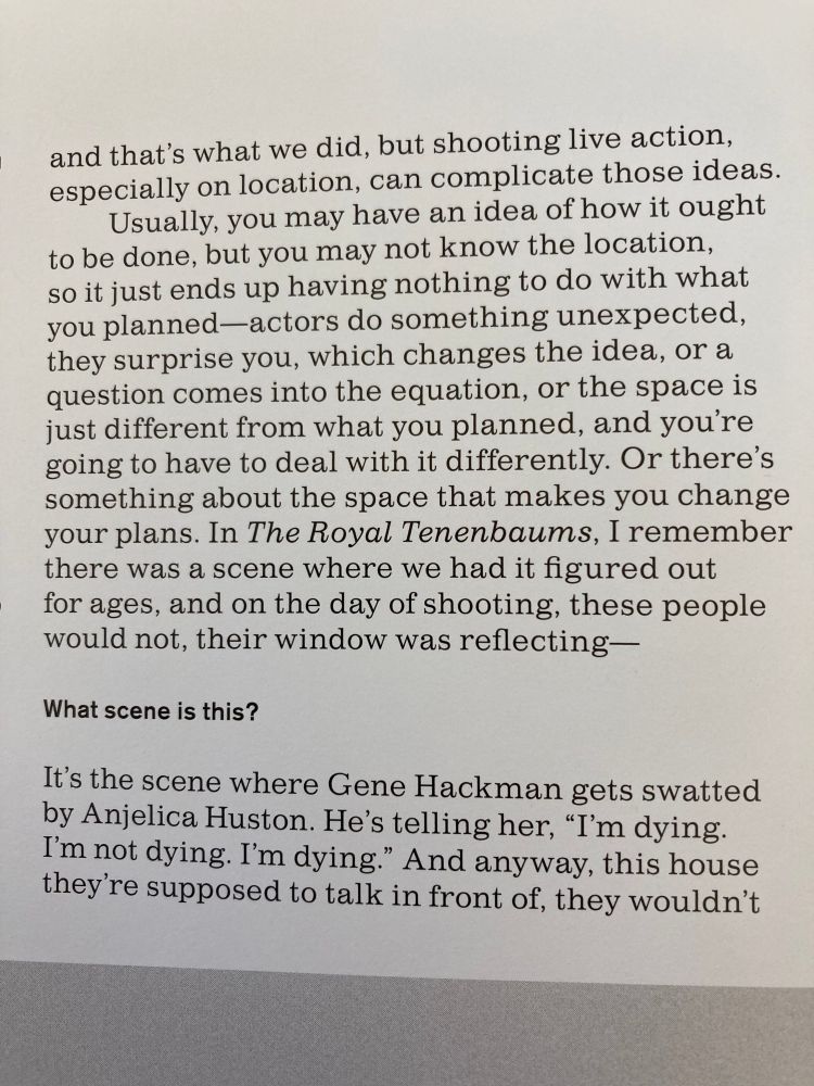 interview where Wes Anderson describes how some people wouldn't let him cover the glare from their window while shooting a street scene of Tenenbaums