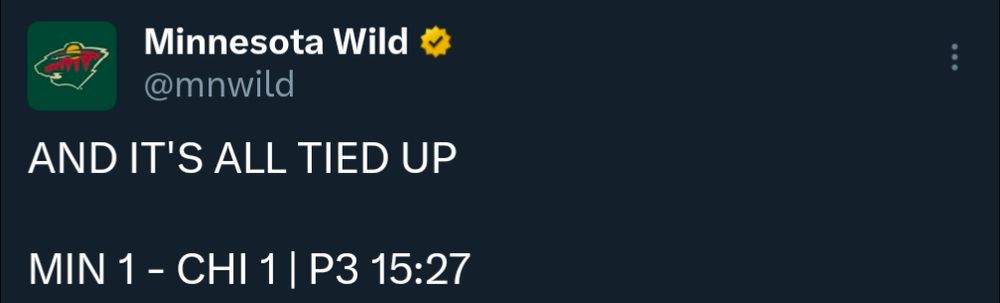 And it's all tied up: MIN 1; CHI 1 15:27