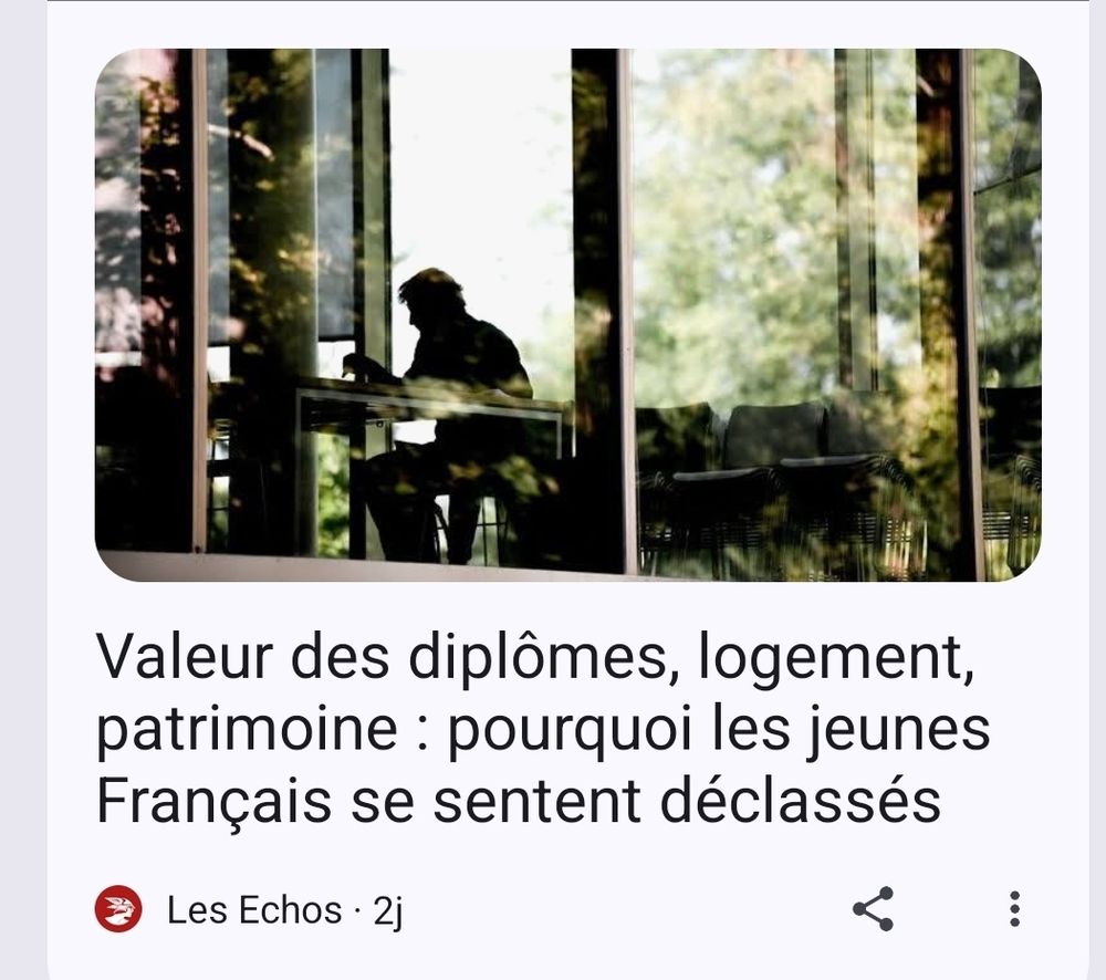 Valeur des diplômes, logement, patrimoine: pourquoi les jeunes Français se sentent déclassés

Les Echos 2j