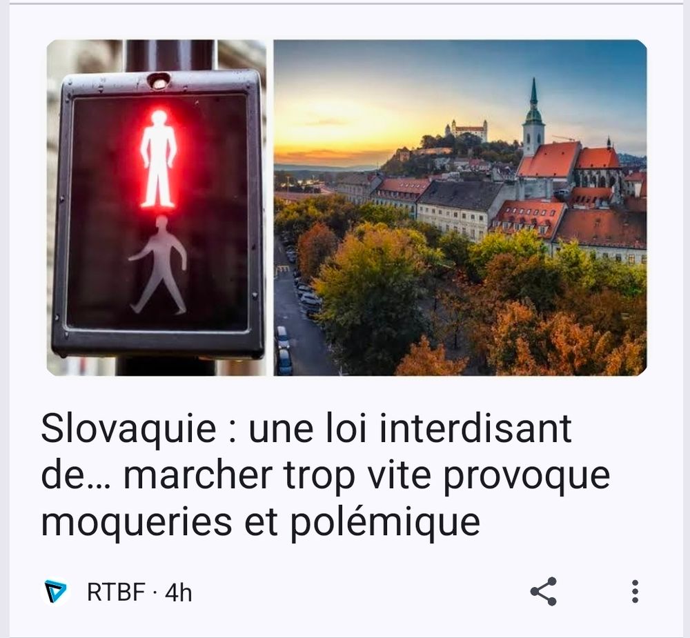 Slovaquie: une loi interdisant de... marcher trop vite provoque moqueries et polémique
RTBF
