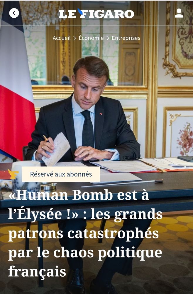 «Human Bomb est à l’Élysée !» : les grands patrons catastrophés par le chaos politique français