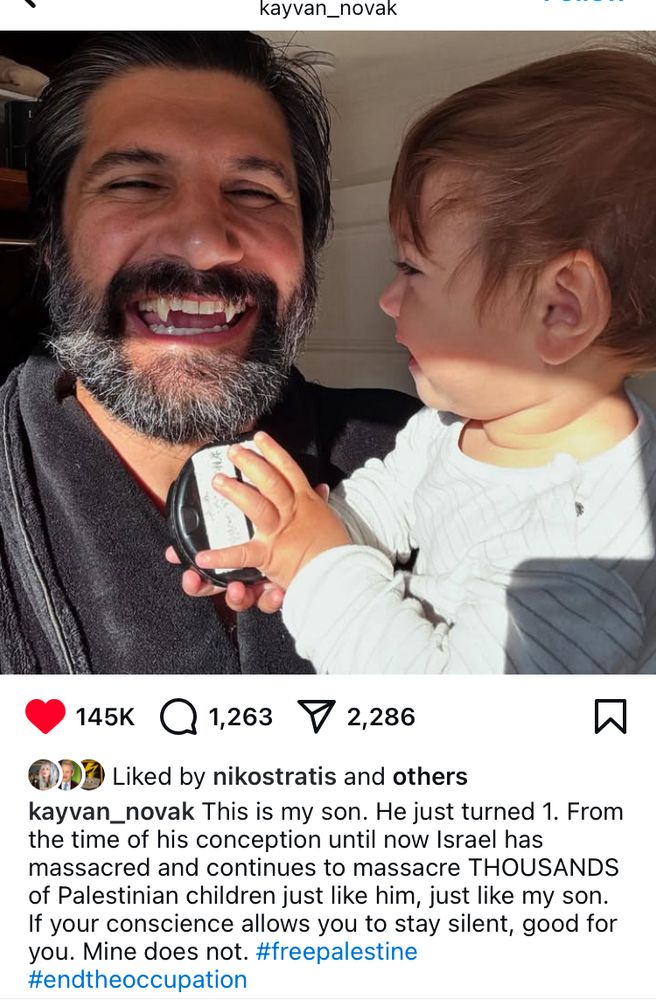 Kayvan Novak post about children being killed 