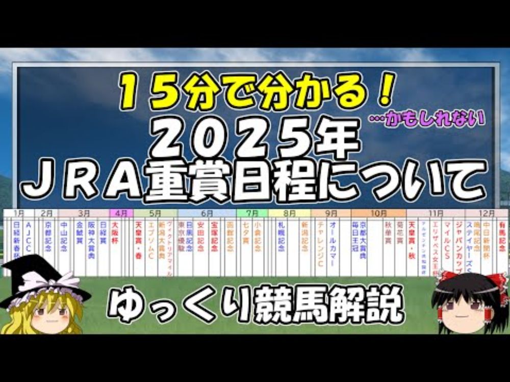 ゆっくり競馬解説　2025年JRA重賞日程について