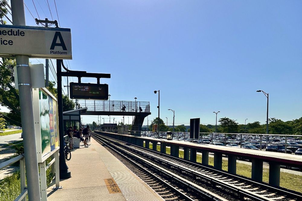 Central Islip station on a sunny day.
