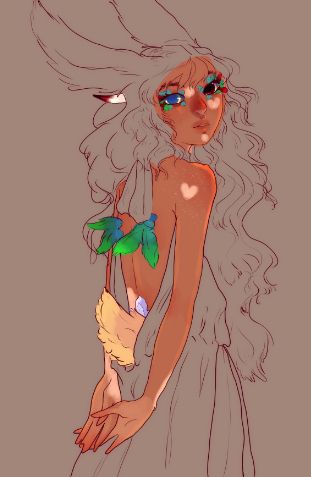 a wip of khor, the artist's oc, a nb trans masc viera/xaela 