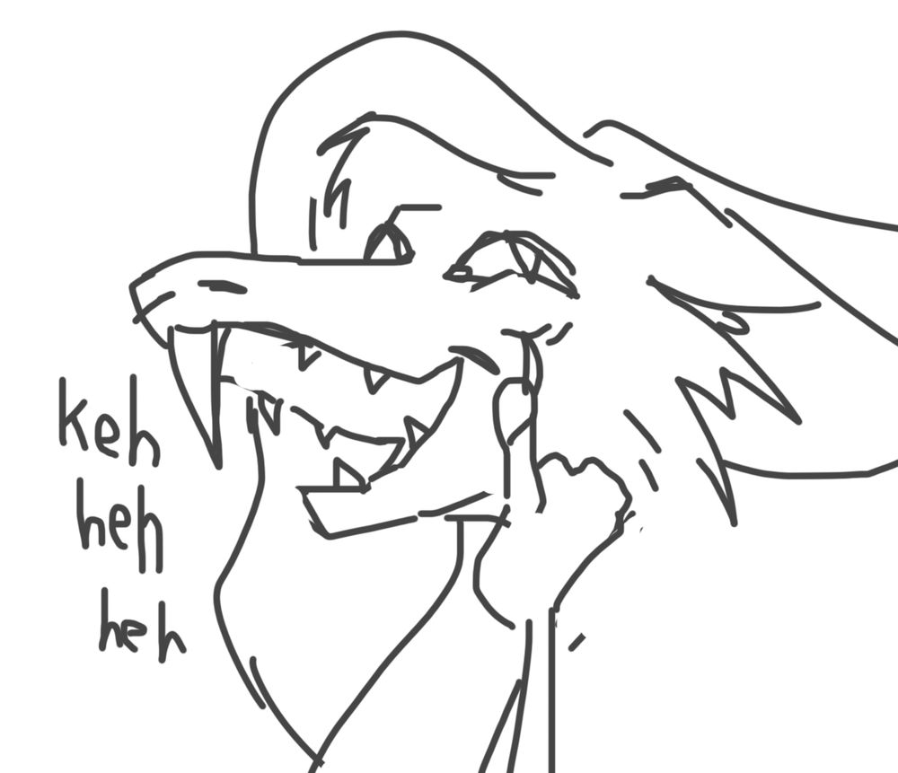A yinglet holding a pinkie finger up to it's cheek and giggling