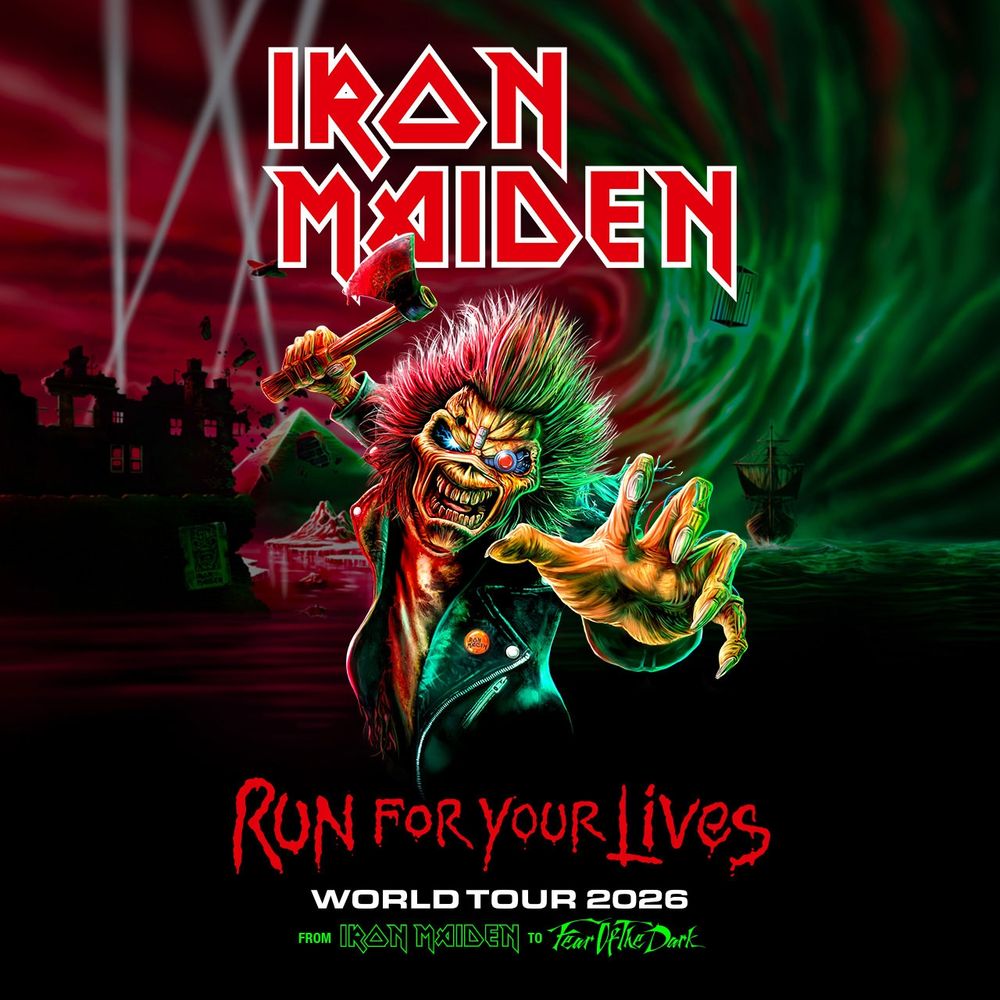 Poster art for Iron Maiden's Run For Your Lives World Tour 2026