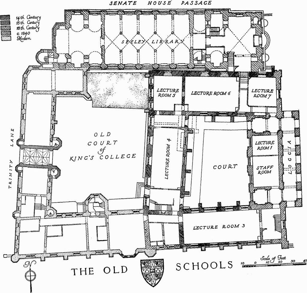 Plan of the Old Schools from RCHME 1959