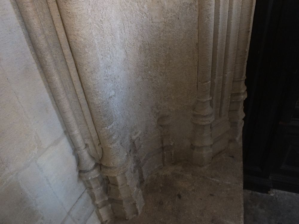 Another bay of the S side showing the mouldings covered with lime mortar to try and disguise the footings for a cheaper build