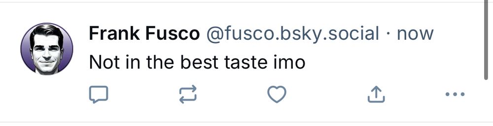 My reply: “Not in the best taste imo”