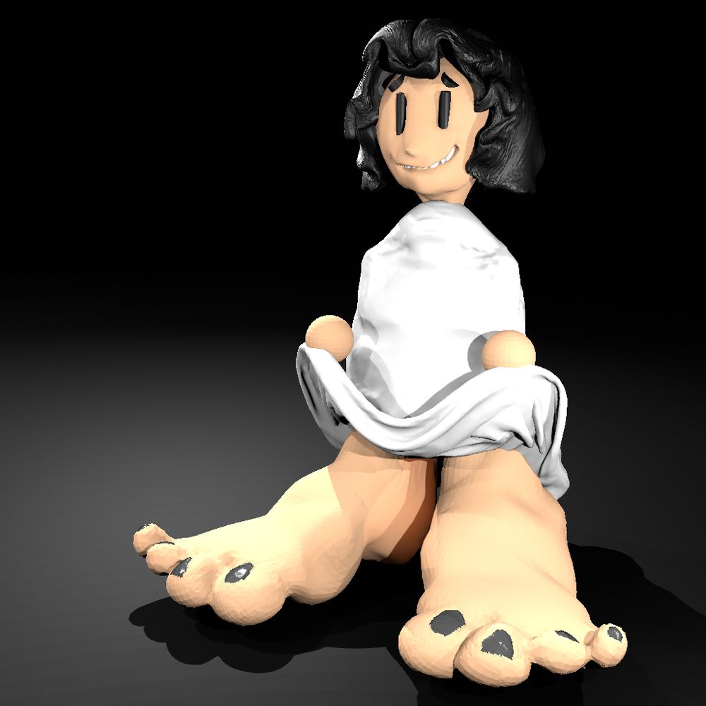 3d cartoon girl with big feet