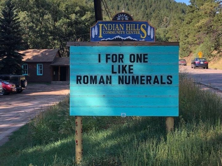 A sign for the Indian Hills Community Center: 