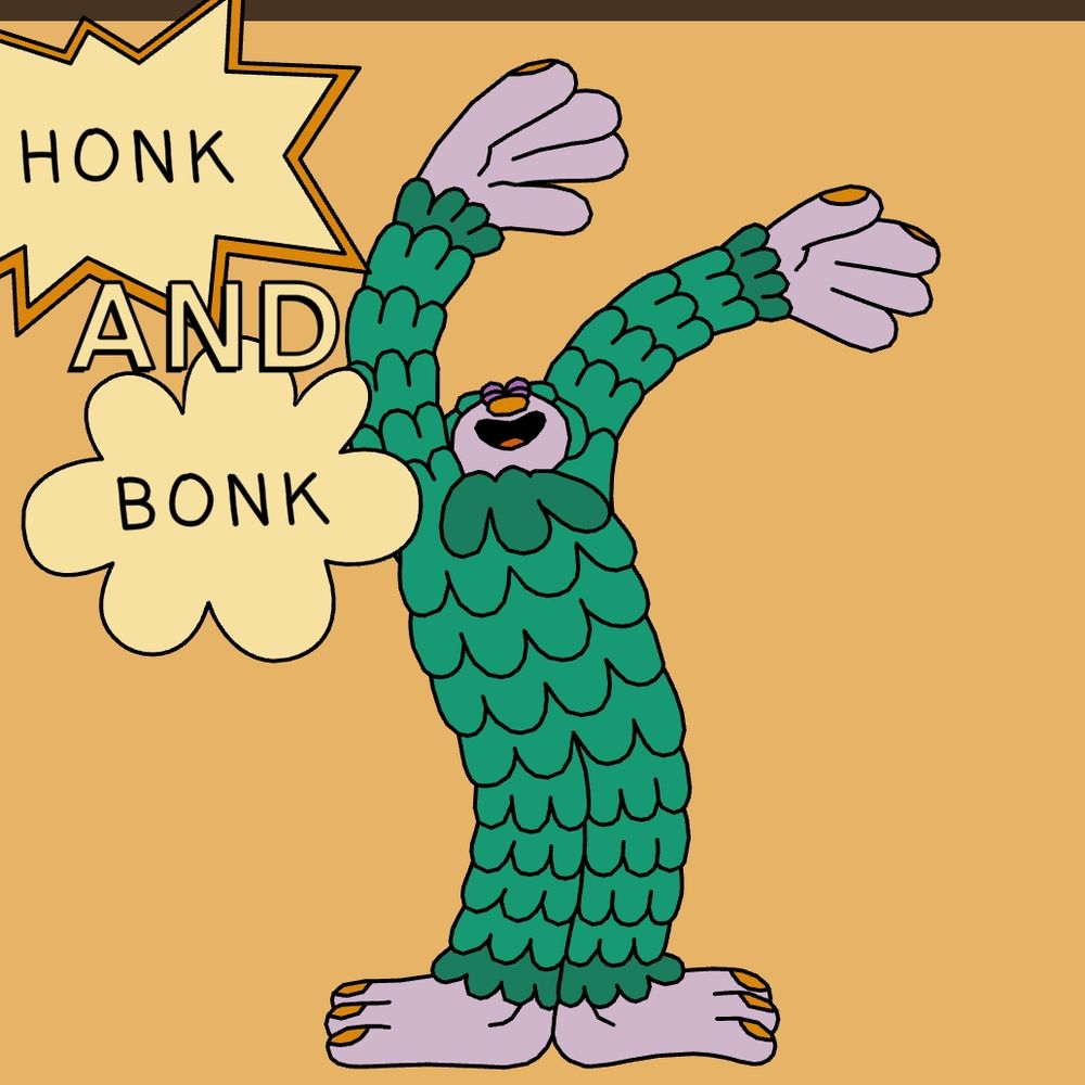 Gubbins postcard that reads "HONK AND BONK"