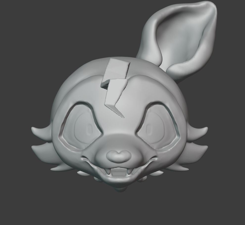 3Dモデルでの、私の着ぐるみキャラクターの頭のスクリーンショットです。My fursuit's head in blender. this is a screen shot.