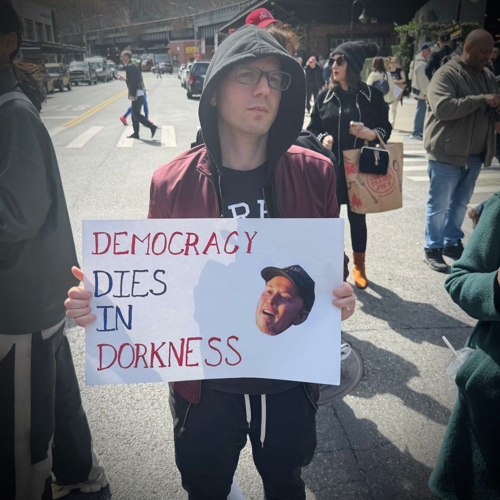 Tesla Takedown protest outside Tesla in NYC