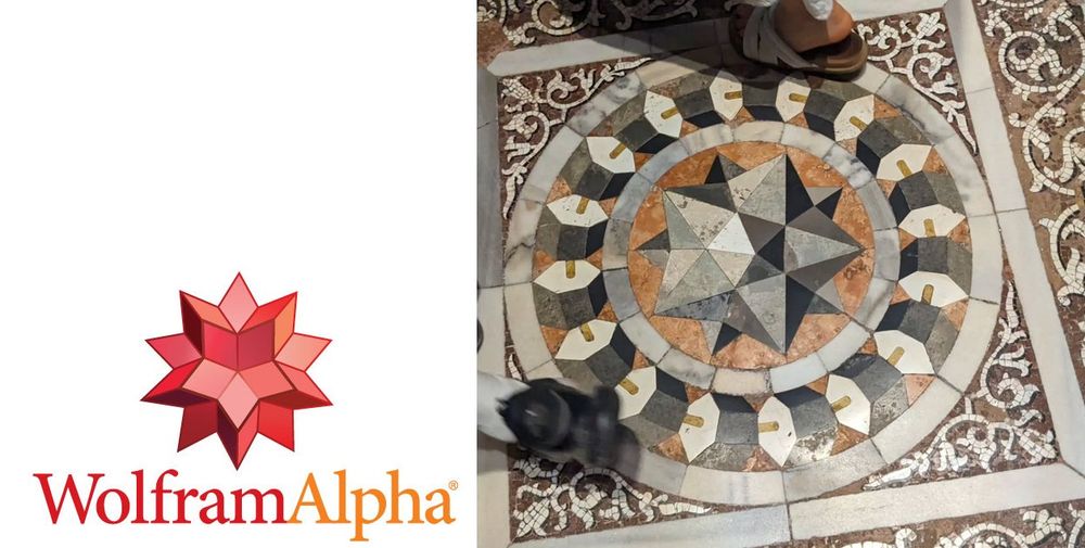 wolfram alpha logo (dodecahedral star thing) and a similar floor tile one from Venice