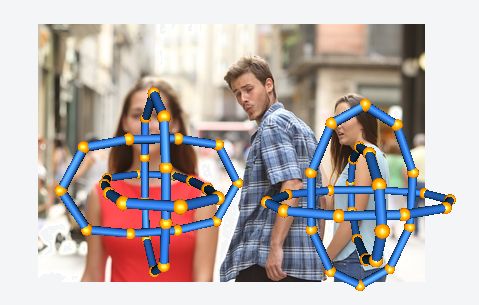 distracted boyfriend looking at polygonal borromean rings