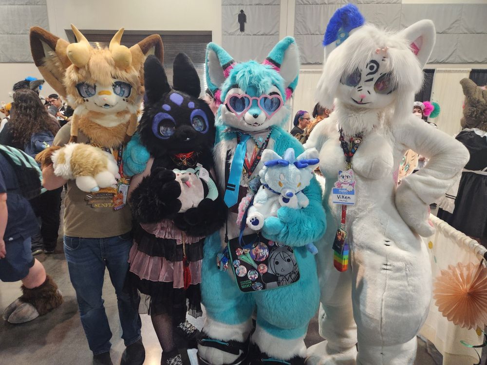 Toast, Sonatabun, Roflfox and Viken, four kemono fursuiters