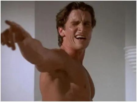 Patrick Bateman checking himself out in the mirror. 