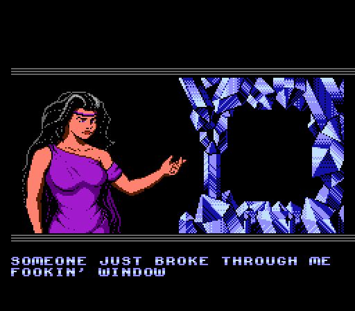 Gaia from Captain Planet pointing at a crystal wall and saying "Someone just broke through me fookin' window"