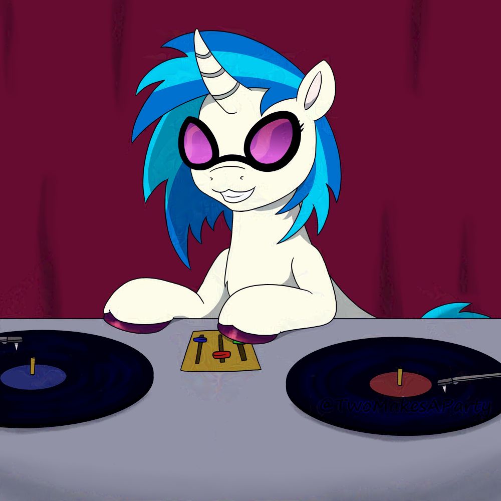 djpon3 sits at a turntable and plays your favorite tracks, ready to push up the bass slider.
