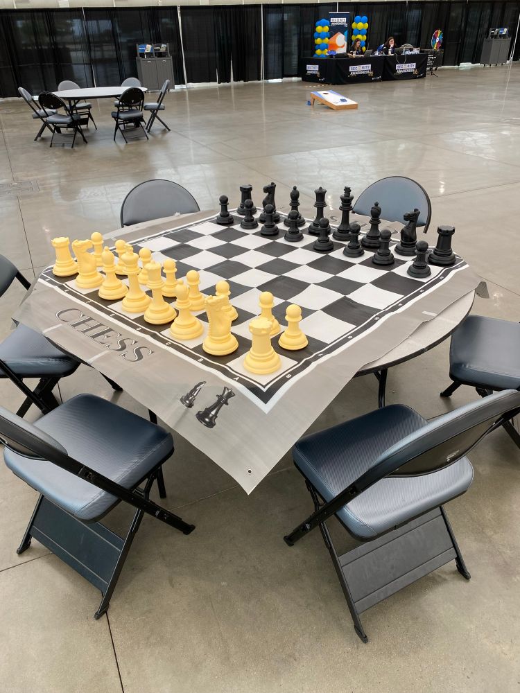 A giant chess set seen at the American chemical society conference, spring 2025
